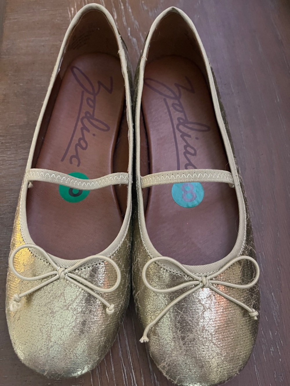 Zodiac Gold Metallic Ballet Flats with Bow